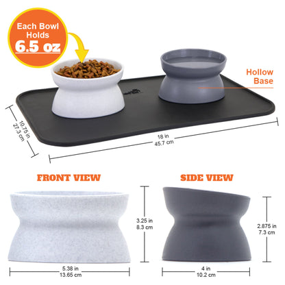 Kitty City Elevated Whisker-Friendly Cat Bowls, Dishwasher Safe Plastic with Non-Skid Placemat, 3-Pack — product image 6