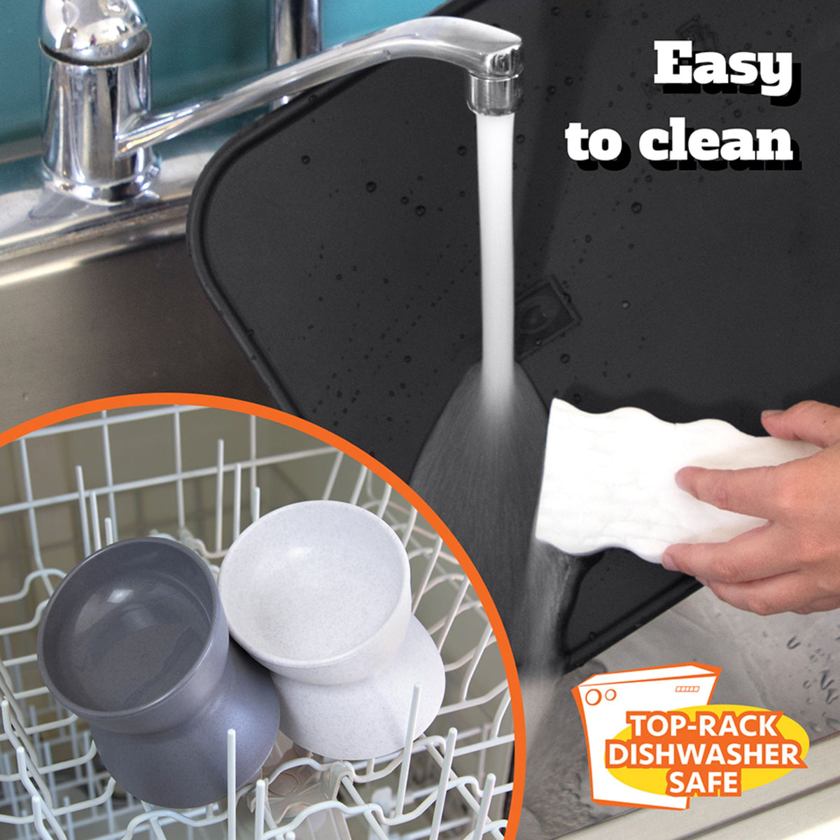 Kitty City Elevated Whisker-Friendly Cat Bowls, Dishwasher Safe Plastic with Non-Skid Placemat, 3-Pack — product image 7