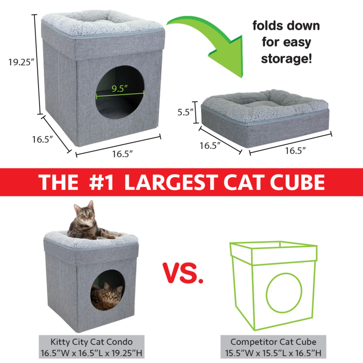 Kitty City Folding Cat Bed (Gray) — product image 4