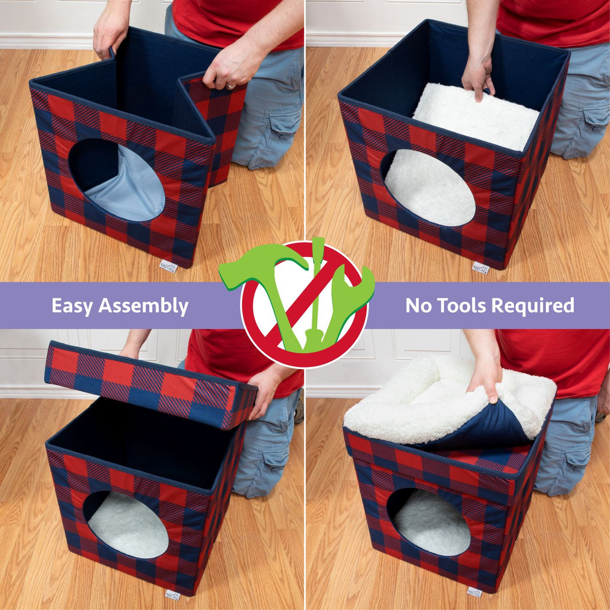 Kitty City Holiday Plaid Folding Cat Bed — product image 6