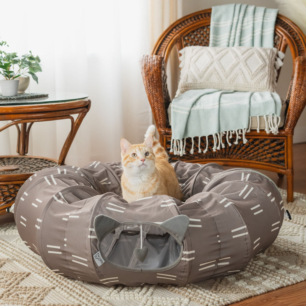 Kitty City Tunnel Cat Bed (Pattern) - brown — product image 2