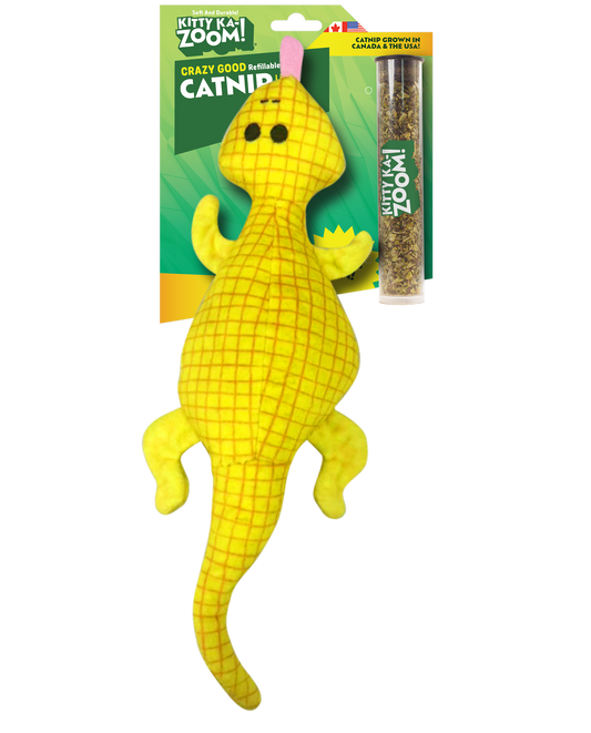 Kitty Ka-Zoom Lizard Kicker High Potency Refillable Plush Catnip Cat Toy