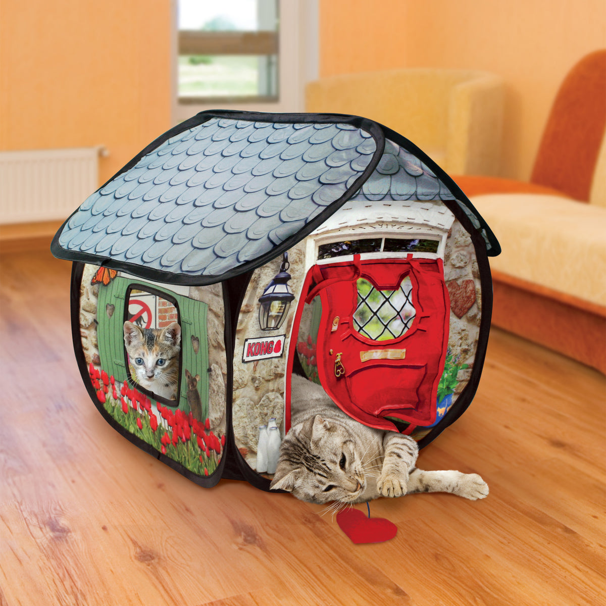 KONG® Play Spaces Bungalow, Foldable Hideaway Cat Toy, with Premium North American Catnip — product image 2