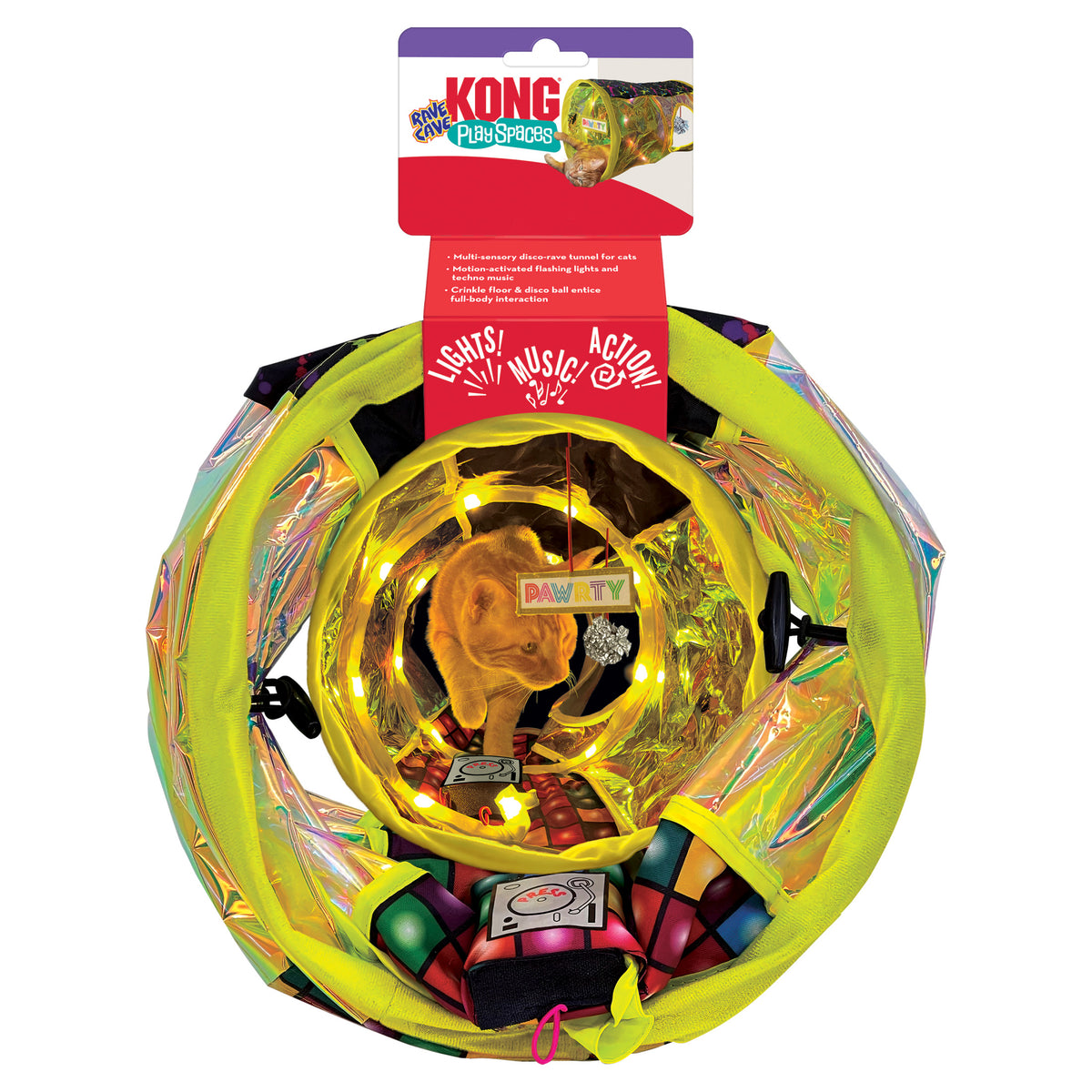 KONG® Play Spaces Rave Cave Cat Tunnel, Foldable Multi-Sensory Catnip Toy — product image 5