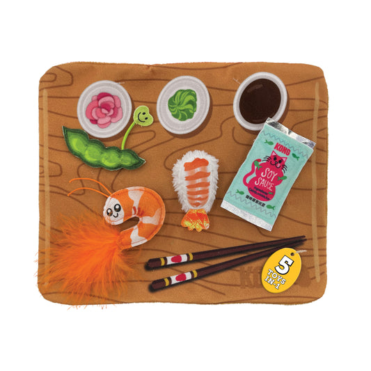 KONG® Pull-a-Partz™ 5-in-1 Sensory Cat Toy, Sushi, with Premium North American Catnip