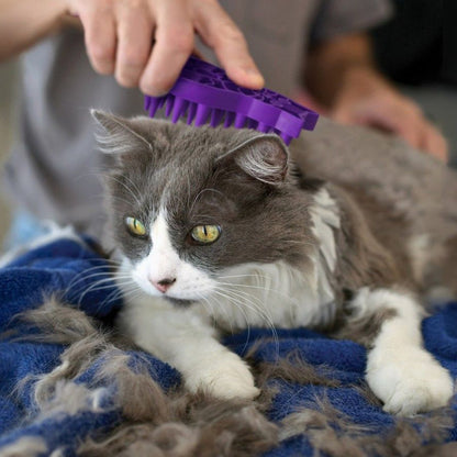 KONG® ZoomGroom Cat Grooming Brush, Reduces Hairballs, Purple — product image 2