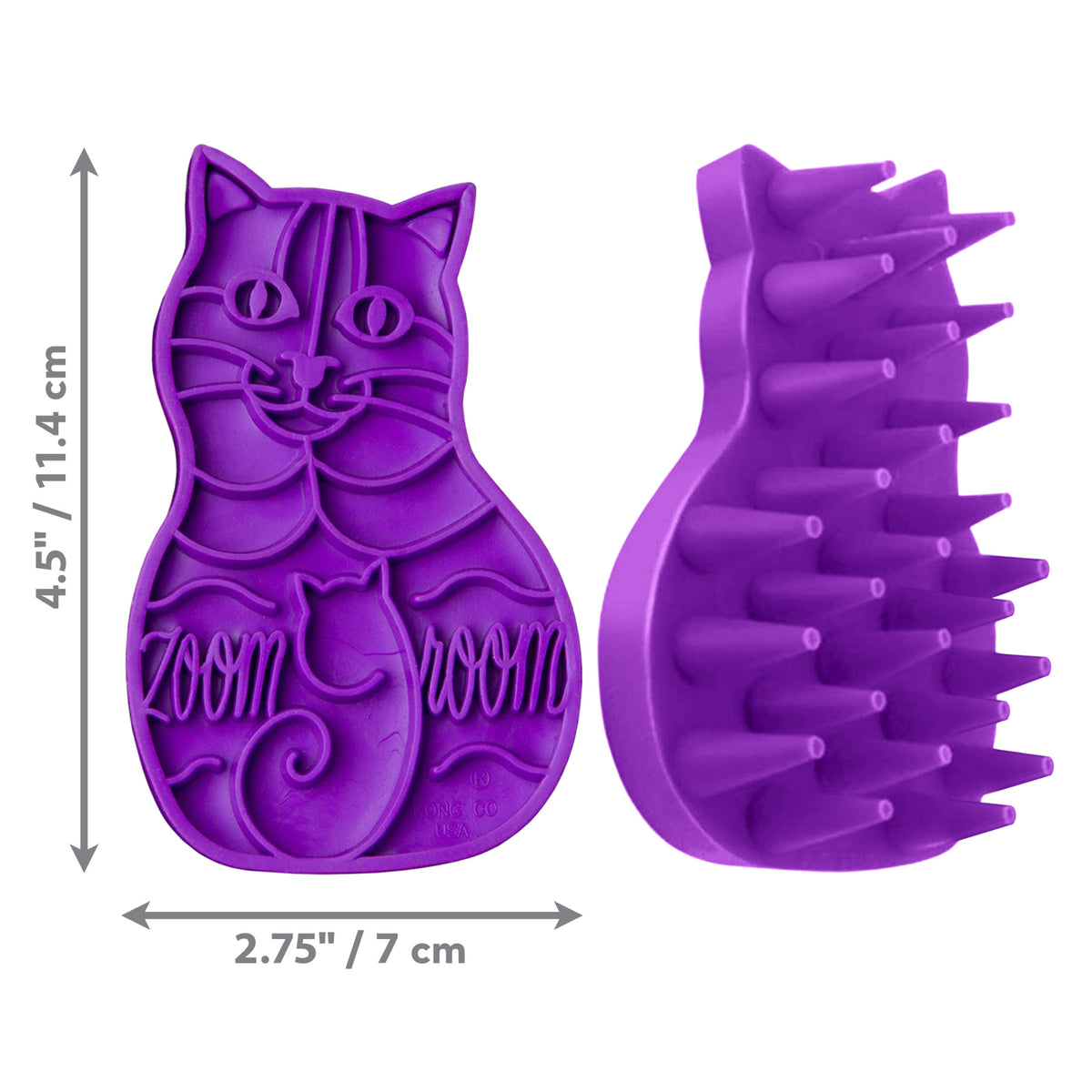KONG® ZoomGroom Cat Grooming Brush, Reduces Hairballs, Purple — product image 3