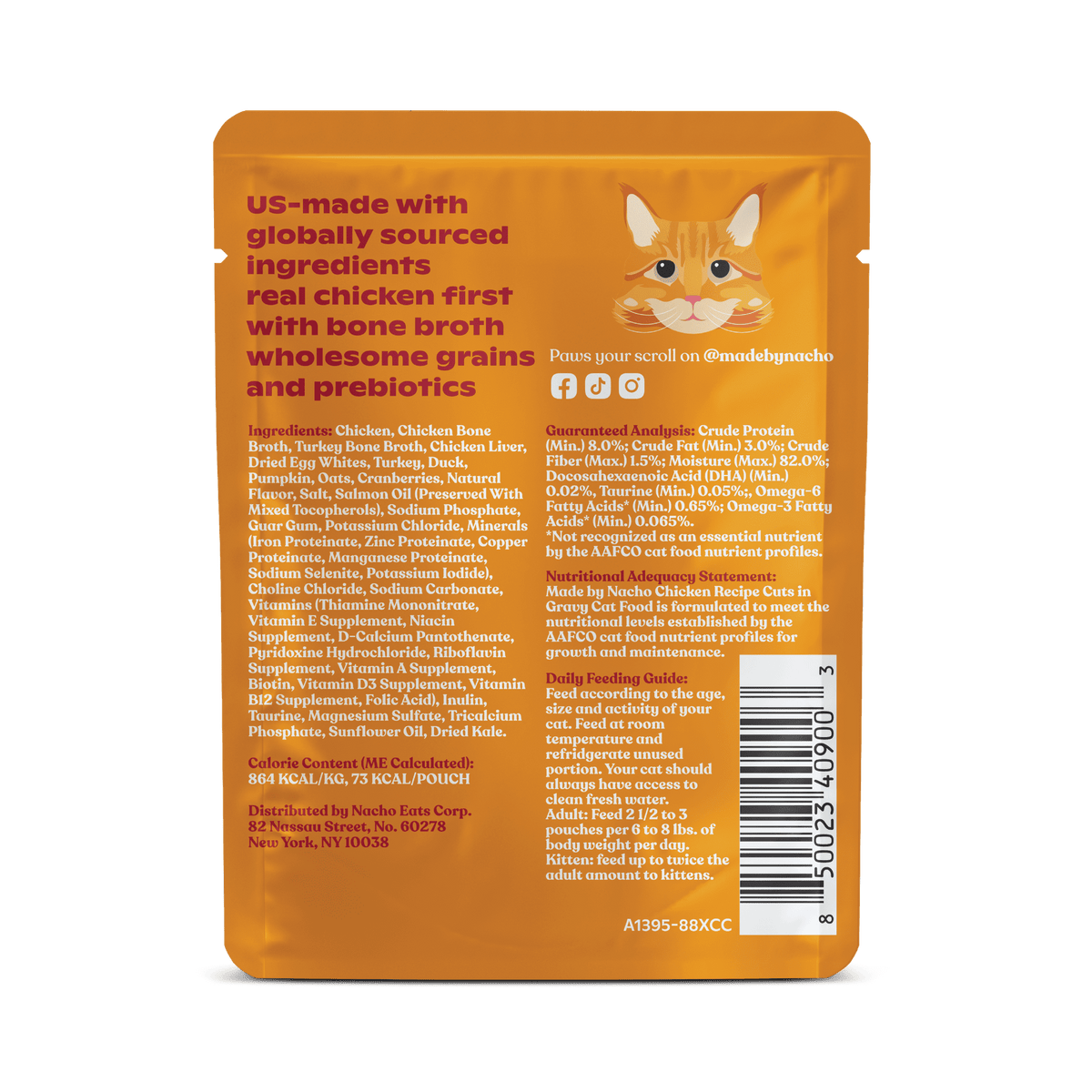 Made by Nacho Wet Cat Food, Cuts in Gravy, Limited Ingredients, Cage-Free Chicken Recipe with Bone Broth for Extra Hydration, 3 oz. Pouch, Limited Ingredients — product image 2