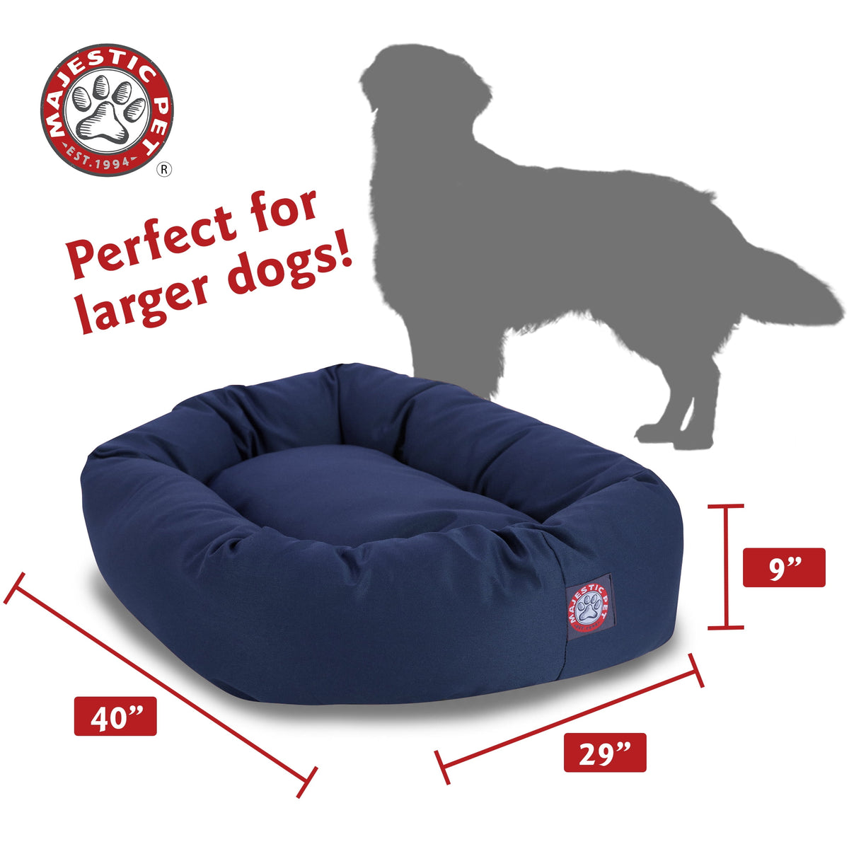 Majestic Pet Solid Poly/Cotton Bagel Dog Bed Spine Support Bolster Machine Washable — product image 3