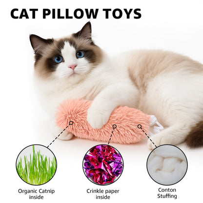 Max & Marlow Catnip Cat Toys Plush Pillow with Crinkle Paper, Interactive Kicker Toys for Indoor Kitty, 3 Pack — product image 5