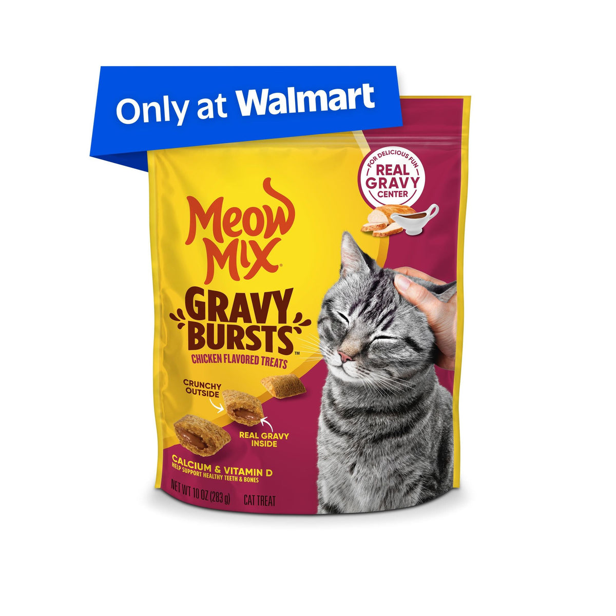 Meow Mix Gravy Bursts Chicken Flavored Cat Treats, 10 oz Bag