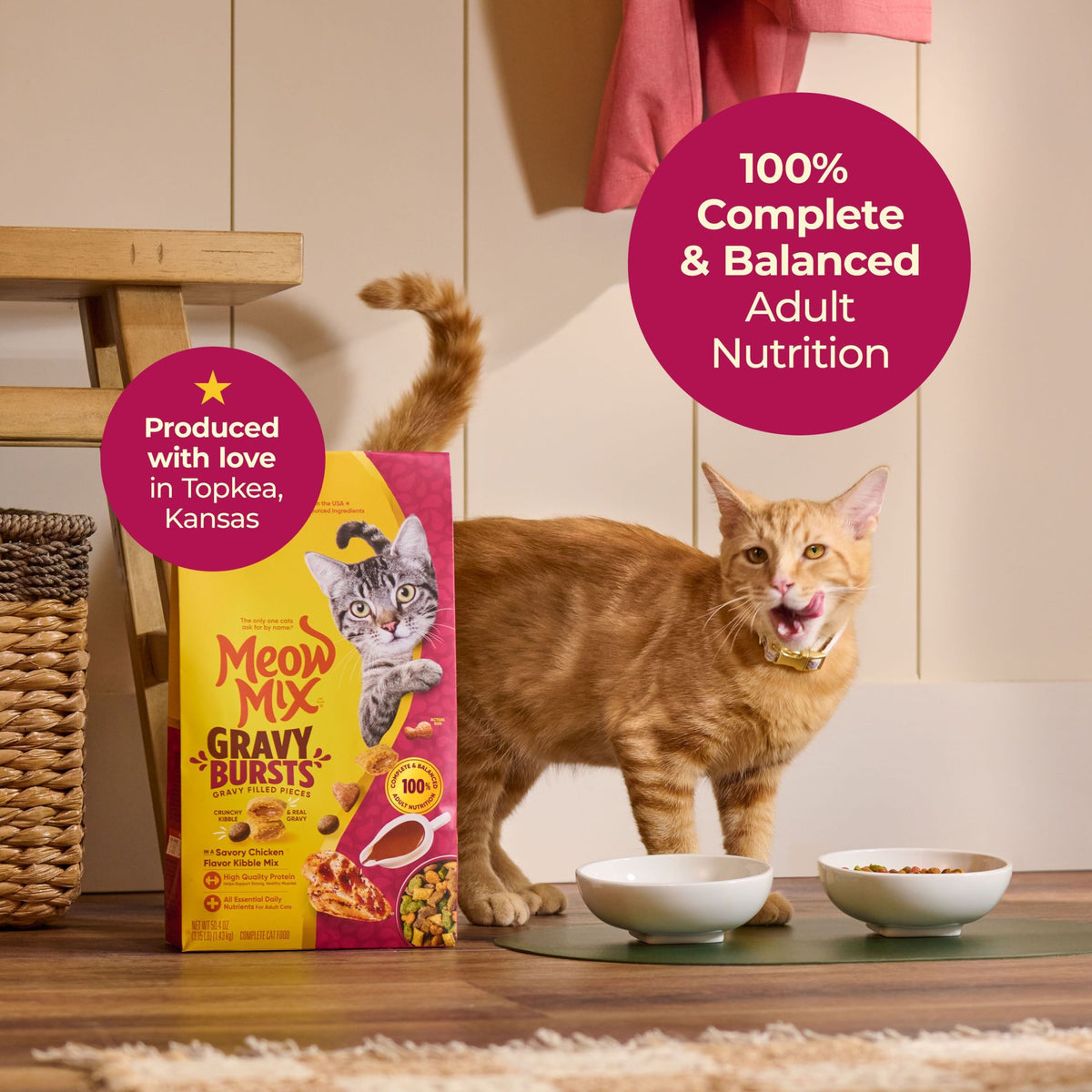 Meow Mix Gravy Bursts, Savory Chicken Flavor Mix, Gravy Filled Dry Cat Food, 3 lb. Bag — product image 4