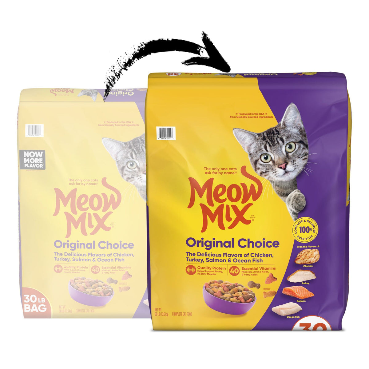 Meow Mix Original Choice Dry Cat Food, All Life Stages, Chicken, Turkey, Salmon & Ocean Fish Flavors, 30 lb Bag — product image 2