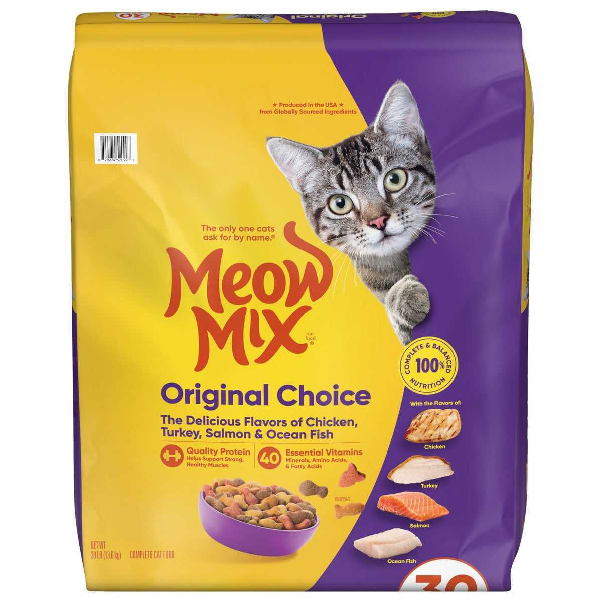 Meow Mix Original Choice Dry Cat Food, All Life Stages, Chicken, Turkey, Salmon & Ocean Fish Flavors, 30 lb Bag — product image 8