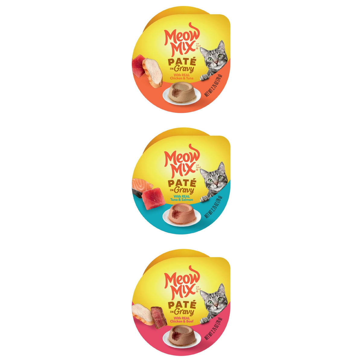 Meow Mix Pate in Gravy  Surf n’ Turf Pates Variety Pack, Wet Cat Food, 2.75 oz Cup, 12 Pack — product image 6