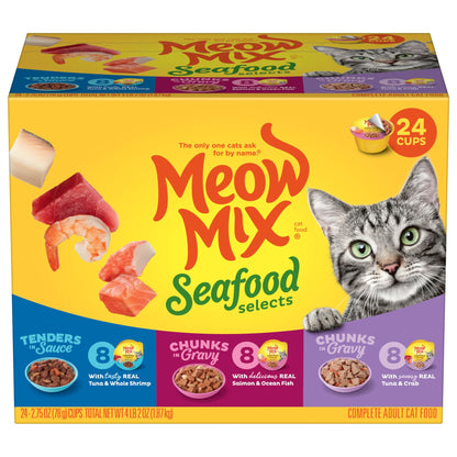 Meow Mix Seafood Selections Variety Pack, Wet Cat Food, 2.75 oz Cup (24 Pack) — product image 10