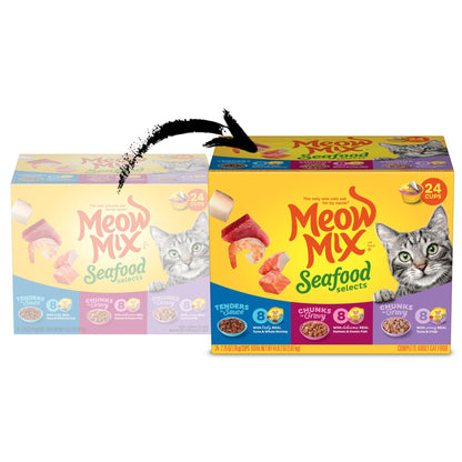 Meow Mix Seafood Selections Variety Pack, Wet Cat Food, 2.75 oz Cup (24 Pack) — product image 2