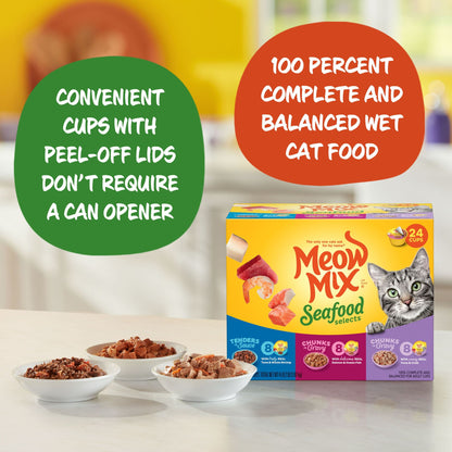 Meow Mix Seafood Selections Variety Pack, Wet Cat Food, 2.75 oz Cup (24 Pack) — product image 5