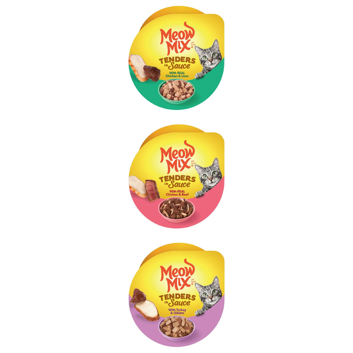 Meow Mix Tenders in Sauce Wet Cat Food Variety Pack With Poultry & Beef Favorites, 24 Cups, 2.75 oz Each — product image 6