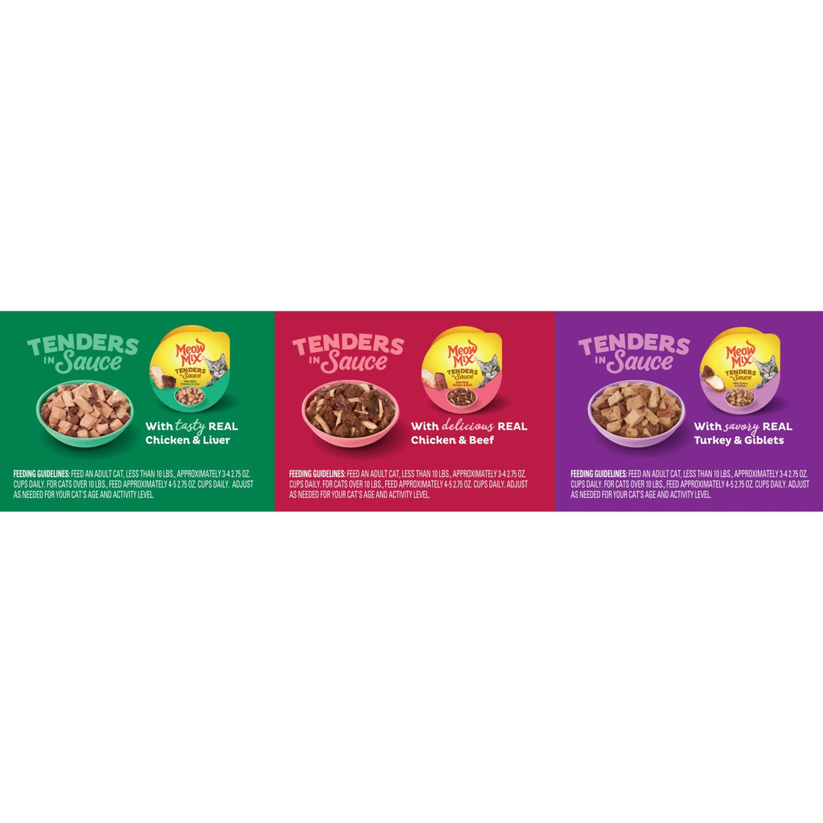 Meow Mix Tenders in Sauce Wet Cat Food Variety Pack With Poultry & Beef Favorites, 24 Cups, 2.75 oz Each — product image 7
