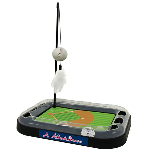 MLB Atlanta Braves CAT Scratcher Mat Toy with Catnip Plush & Feather Cat Toy 5-in-1 Kitty Toy