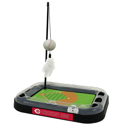 MLB Cincinnati Reds CAT Scratcher Mat Toy with Catnip Plush & Feather Cat Toy 5-in-1 Kitty Toy
