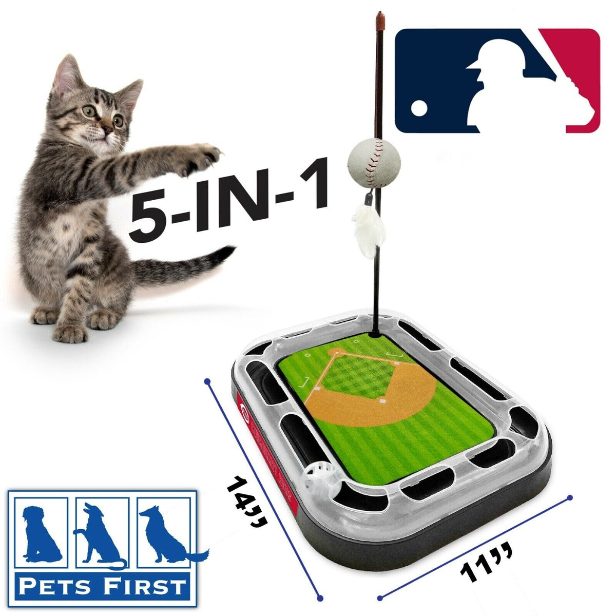 MLB Cincinnati Reds CAT Scratcher Mat Toy with Catnip Plush & Feather Cat Toy 5-in-1 Kitty Toy — product image 3