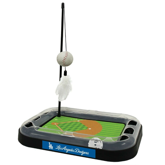 MLB Los Angeles Dodgers CAT Scratcher Mat Toy with Catnip Plush & Feather Cat Toy 5-in-1 Kitty Toy