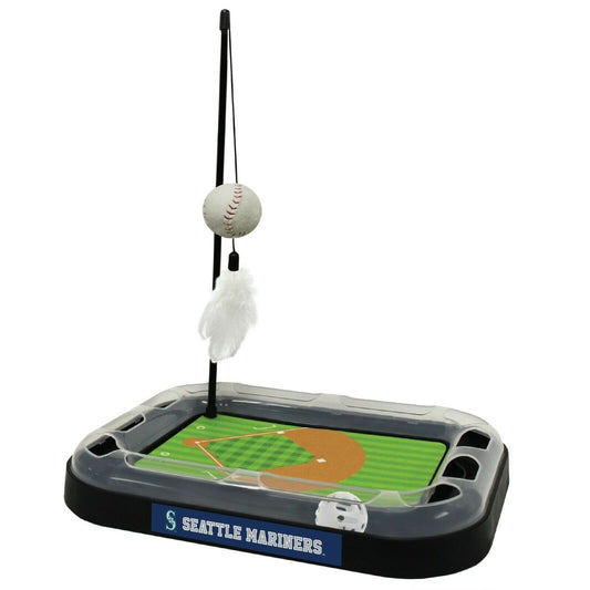 MLB Seattle Mariners CAT Scratcher Mat Toy with Catnip Plush & Feather Cat Toy 5-in-1 Kitty Toy