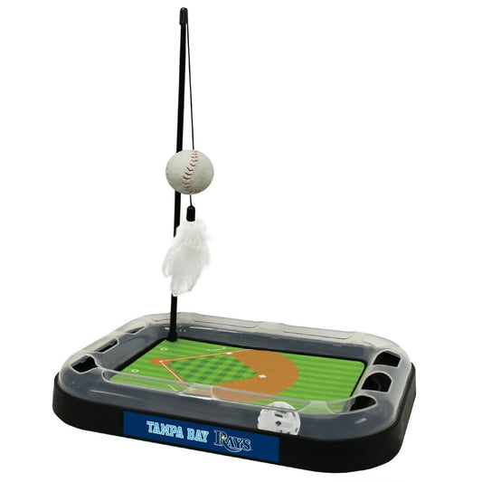 MLB Tampa Bay Rays CAT Scratcher Mat Toy with Catnip Plush & Feather Cat Toy 5-in-1 Kitty Toy
