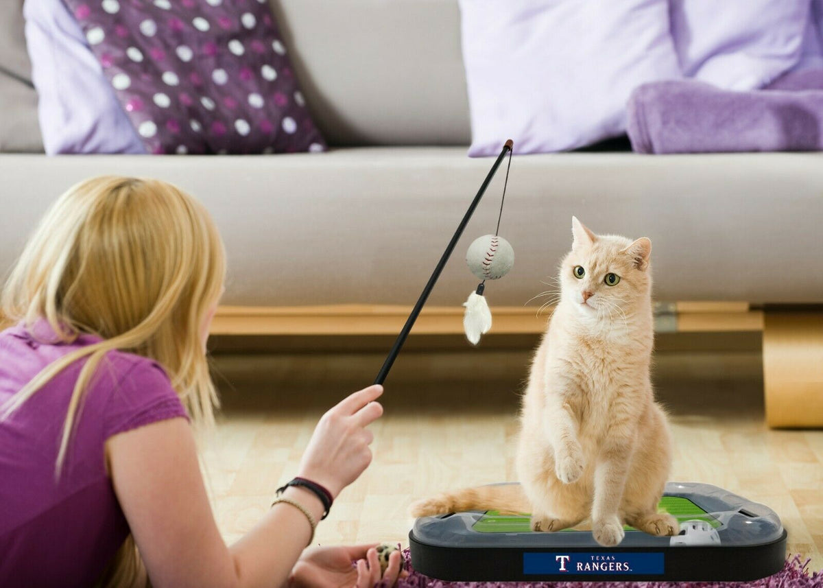 MLB Texas Rangers CAT Scratcher Mat Toy with Catnip Plush & Feather Cat Toy 5-in-1 Kitty Toy — product image 3