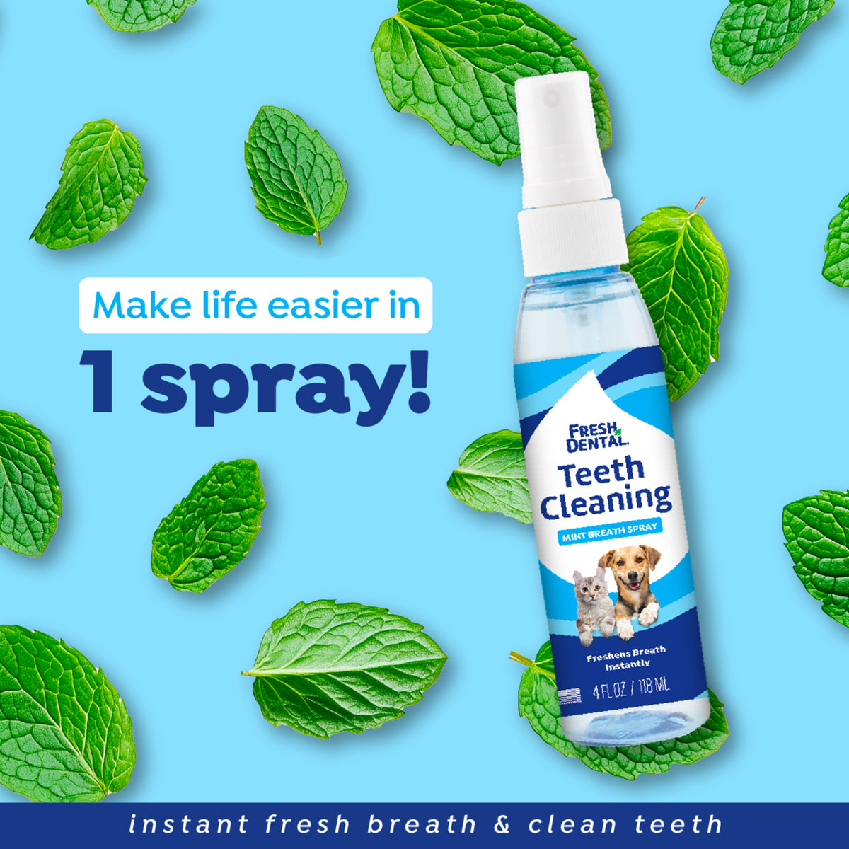 Naturel Promise Fresh Dental Dog Breath Freshener Spray Dogs & Cats, 4 oz Bottle — product image 3