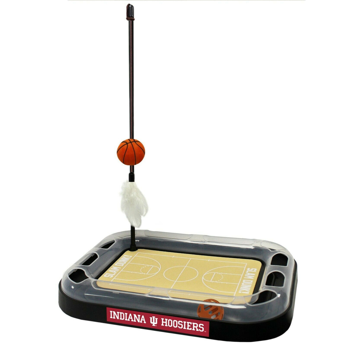 NCAA Indiana Hoosiers CAT Scratcher Mat Toy with Catnip Plush & Feather Cat Toy 5-in-1 Kitty Toy