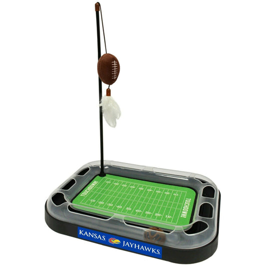 NCAA Kansas Jayhawks CAT Scratcher Toy with Catnip Plush & Feather Cat Toy 5-in-1 Kitty Toy