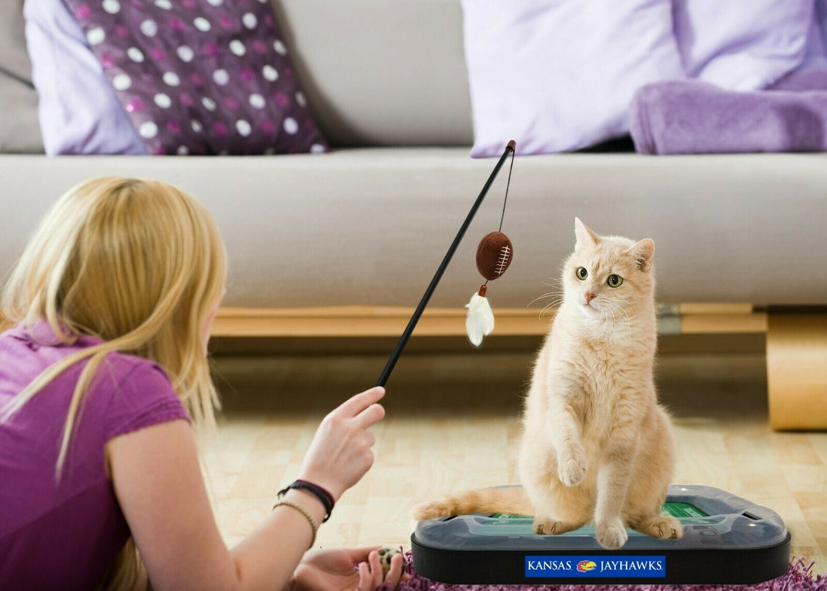 NCAA Kansas Jayhawks CAT Scratcher Toy with Catnip Plush & Feather Cat Toy 5-in-1 Kitty Toy — product image 3