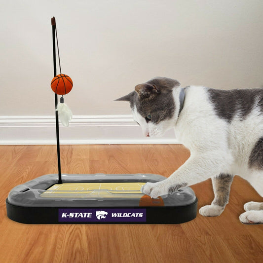NCAA Kansas State Wildcats CAT Scratcher Mat Toy with Catnip Plush & Feather Cat Toy 5-in-1 Kitty Toy