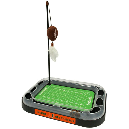 NCAA Miami Hurricanes CAT Scratcher Toy with Catnip Plush & Feather Cat Toy 5-in-1 Kitty Toy