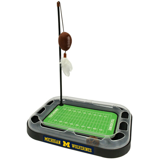 NCAA Michigan Wolverines CAT Scratcher Toy with Catnip Plush & Feather Cat Toy 5-in-1 Kitty Toy