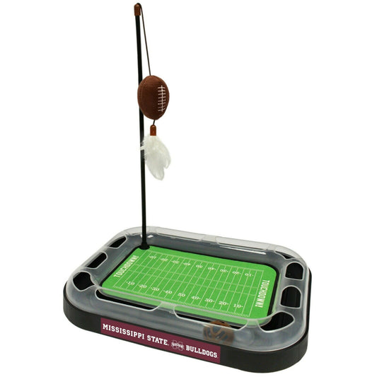 NCAA Mississippi State Bulldogs CAT Scratcher Toy with Catnip Plush & Feather Cat Toy 5-in-1 Kitty Toy