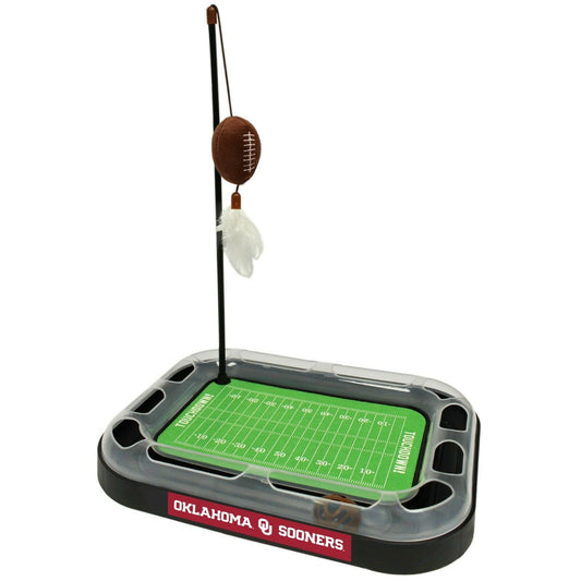 NCAA Oklahoma Sooners CAT Scratcher Toy with Catnip Plush & Feather Cat Toy 5-in-1 Kitty Toy