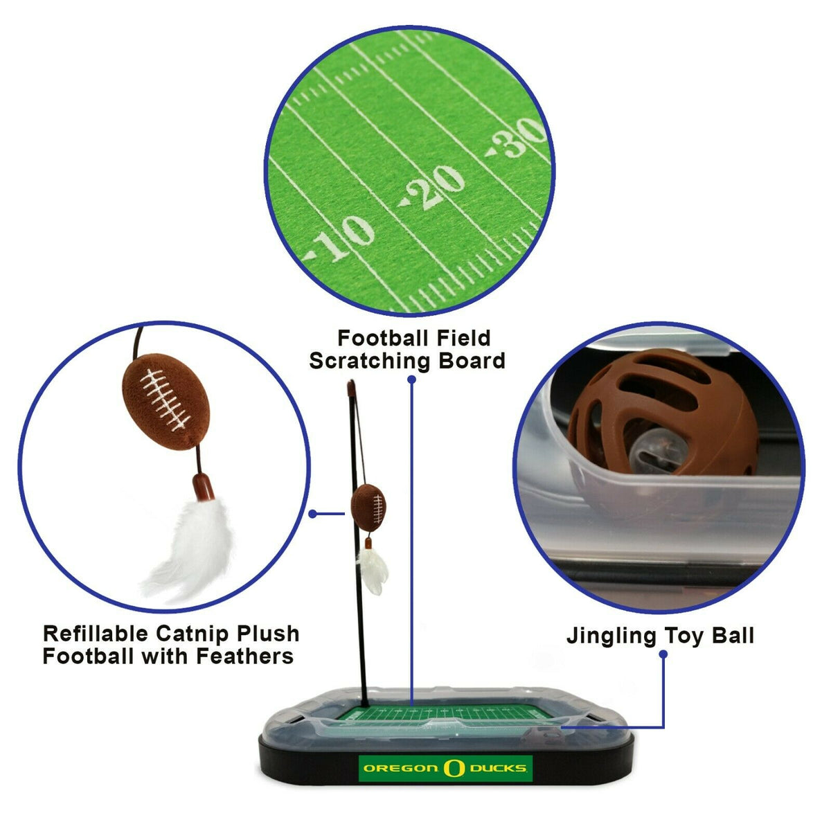 NCAA Oregon Ducks CAT Scratcher Toy with Catnip Plush & Feather Cat Toy 5-in-1 Kitty Toy — product image 2