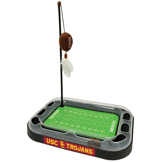 NCAA USC Trojans CAT Scratcher Toy with Catnip Plush & Feather Cat Toy 5-in-1 Kitty Toy