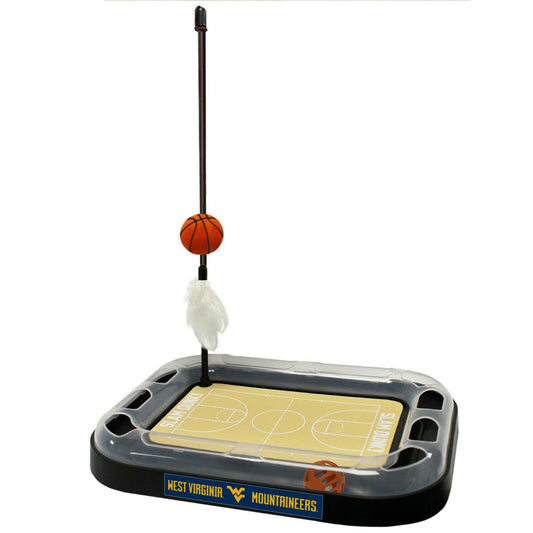 NCAA West Virginia Mountaineers CAT Scratcher Mat Toy with Catnip Plush & Feather Cat Toy 5-in-1 Kitty Toy