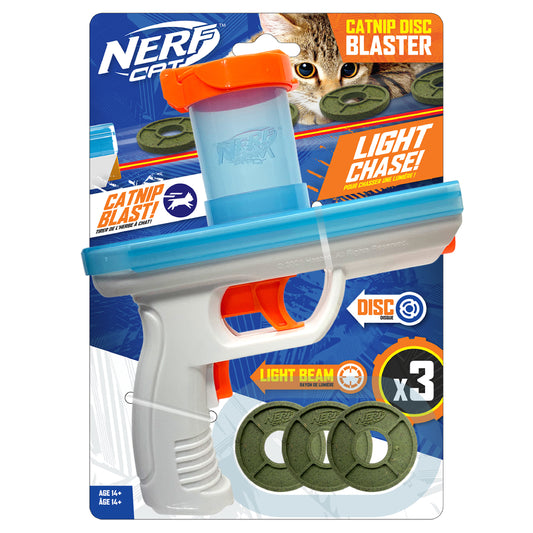 Nerf Cat Catnip Disc Treat Blaster Cat Toy with 3 Catnip Discs