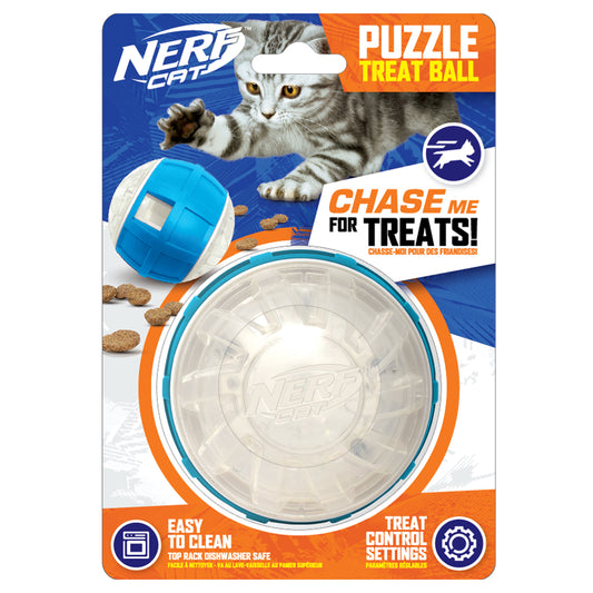 Nerf Cat Puzzle Treat Ball Slow Treat Feeder Cat Toy, 3.5 inch
