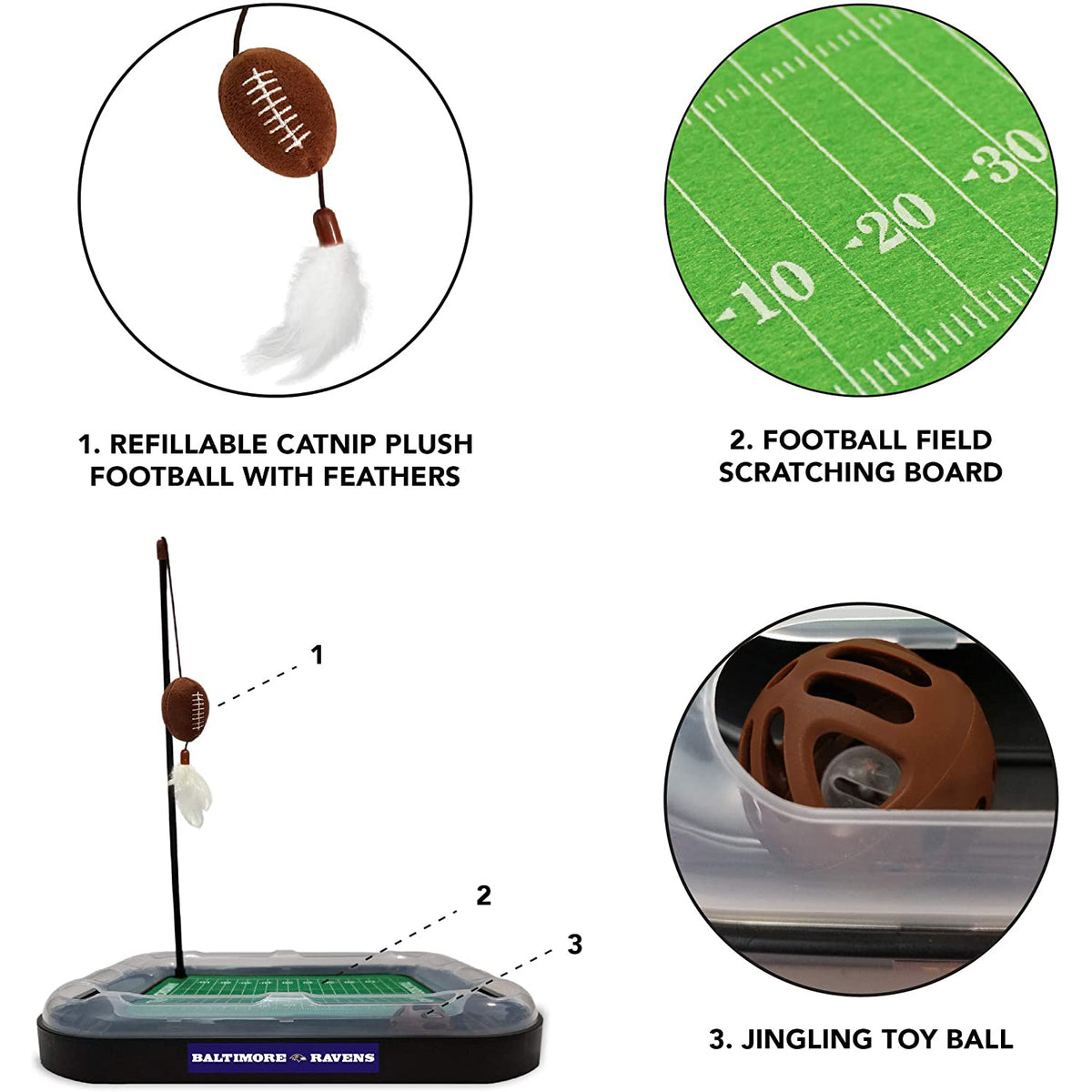 NFL Baltimore Ravens CAT Scratcher Toy with Catnip Plush & Feather Cat and Kitty Toy — product image 6
