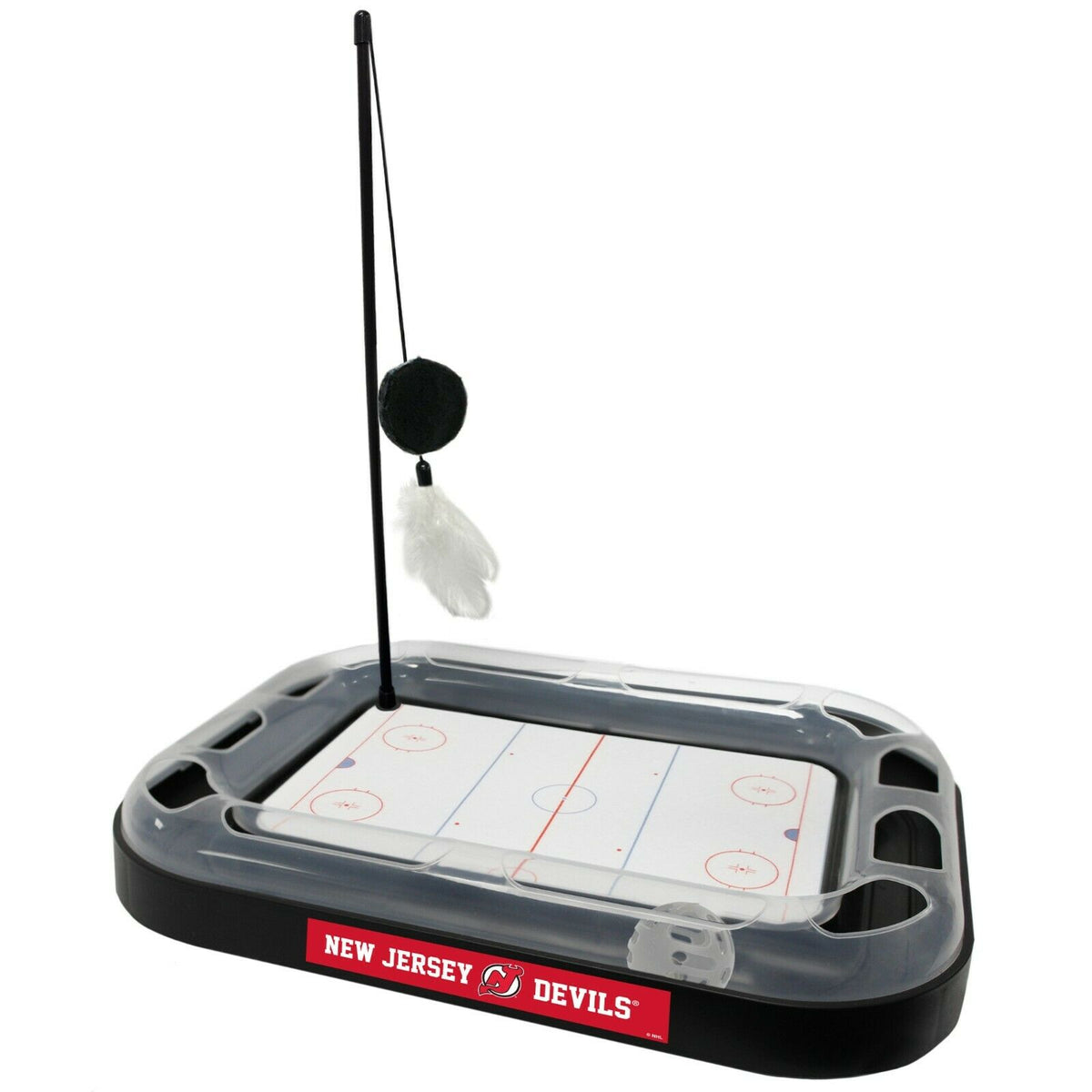 NHL New Jersey Devils CAT Scratcher Toy with Catnip Plush & Feather Cat Toy 5-in-1 Kitty Toy