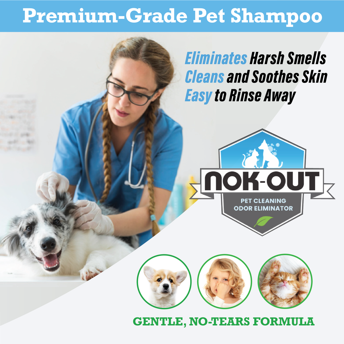 Nok-Out Premium Grade Pet Shampoo for Dogs and Cats, Veterinary Strength and Odor Eliminator Formula, 20 Ounce Bottle — product image 2
