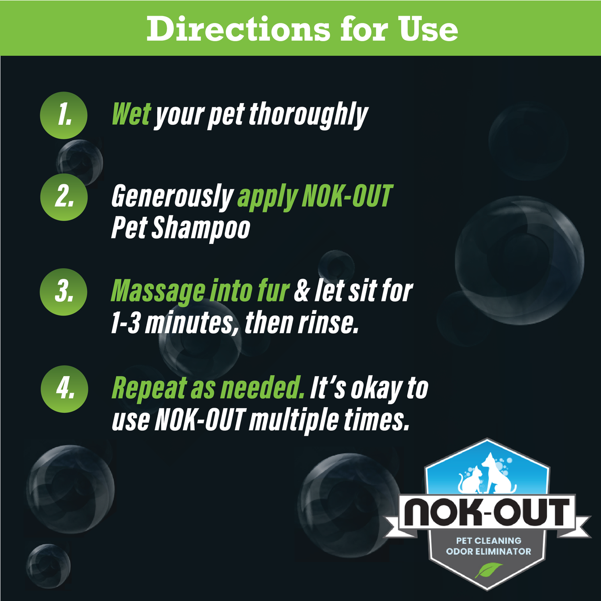 Nok-Out Premium Grade Pet Shampoo for Dogs and Cats, Veterinary Strength and Odor Eliminator Formula, 20 Ounce Bottle — product image 3