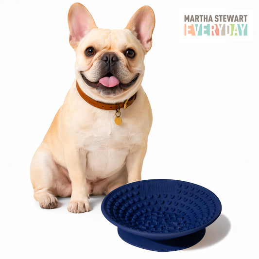 Occupy Lick Bowl for Cats in Navy with Suction Bottom and Slow Feeder